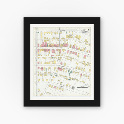 Old map wall art mockup — black gallery frame with white mat — Sanborn Fire Insurance Map from Mifflinburg, Union County, Pennsylvania (1901), Sheet #0003