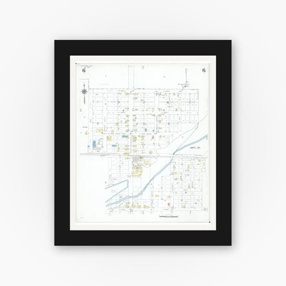 Old map wall art mockup — black gallery frame with white mat — Sanborn Fire Insurance Map from Baltimore, Fairfield County, Ohio (1946), Sheet #0006