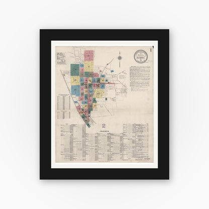 Old map wall art mockup — black gallery frame with white mat — Sanborn Fire Insurance Map from Glendale, Los Angeles County, California (1919) - Complete Map Set