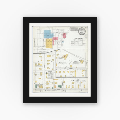 Old map wall art mockup — black gallery frame with white mat — Sanborn Fire Insurance Map from Romeo, Macomb County, Michigan (1900) - Complete Map Set