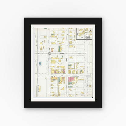 Old map wall art mockup — black gallery frame with white mat — Sanborn Fire Insurance Map from Standish, Arenac County, Michigan (1901), Sheet #0002