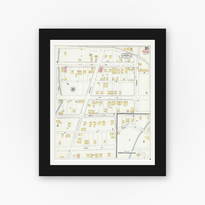 Old map wall art mockup — black gallery frame with white mat — Sanborn Fire Insurance Map from Coraopolis, Allegheny County, Pennsylvania (1906), Sheet #0010