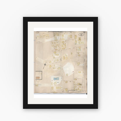 Old map wall art mockup — black gallery frame with white mat — Sanborn Fire Insurance Map from Hilo, Hawaii County, Hawaii (1957), Sheet #0011