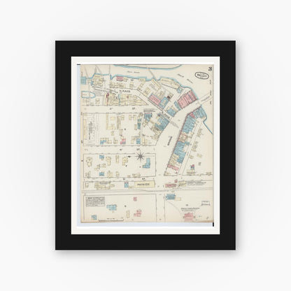 Old map wall art mockup — black gallery frame with white mat — Sanborn Fire Insurance Map from Beloit, Rock County, Wisconsin (1884), Sheet #0003