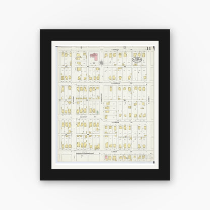 Old map wall art mockup — black gallery frame with white mat — Sanborn Fire Insurance Map from Alliance, Stark County, Ohio (1898), Sheet #0011