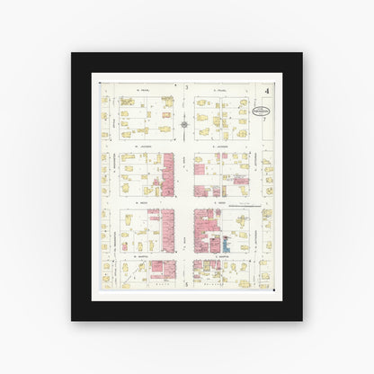 Old map wall art mockup — black gallery frame with white mat — Sanborn Fire Insurance Map from Abingdon, Knox County, Illinois (1912), Sheet #0004