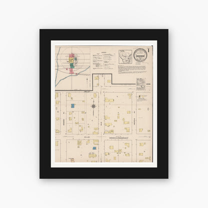 Old map wall art mockup — black gallery frame with white mat — Sanborn Fire Insurance Map from Greenwood, Clark County, Wisconsin (1922) - Complete Map Set