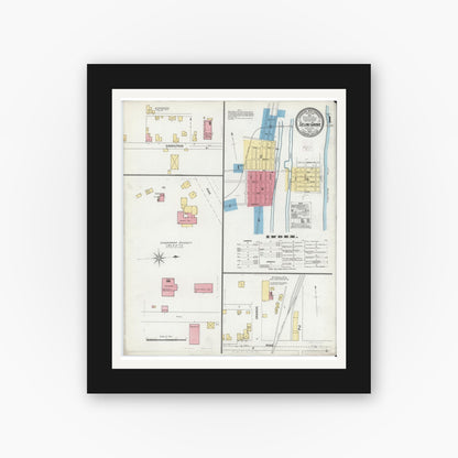 Old map wall art mockup — black gallery frame with white mat — Sanborn Fire Insurance Map from Selins Grove, Snyder County, Pennsylvania (1905) - Complete Map Set
