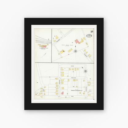 Old map wall art mockup — black gallery frame with white mat — Sanborn Fire Insurance Map from Staunton, Independent Cities, Virginia (1904), Sheet #0018