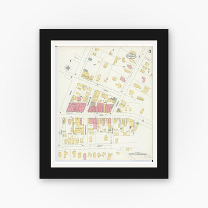 Old map wall art mockup — black gallery frame with white mat — Sanborn Fire Insurance Map from Conneaut, Ashtabula County, Ohio (1898), Sheet #0003