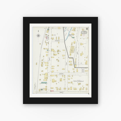 Old map wall art mockup — black gallery frame with white mat — Sanborn Fire Insurance Map from Eldred, McKean County, Pennsylvania (1894), Sheet #0002