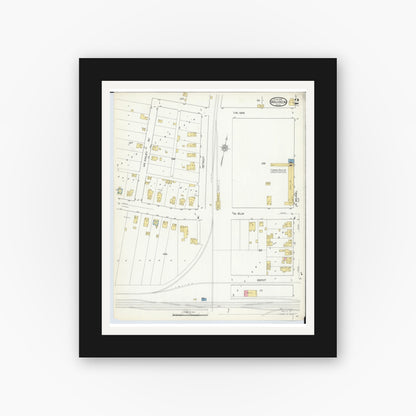 Old map wall art mockup — black gallery frame with white mat — Sanborn Fire Insurance Map from Wauseon, Fulton County, Ohio (1916), Sheet #0002