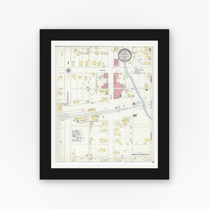 Old map wall art mockup — black gallery frame with white mat — Sanborn Fire Insurance Map from Sidney, Champaign County, Illinois (1909) - Complete Map Set