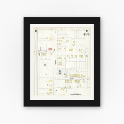 Old map wall art mockup — black gallery frame with white mat — Sanborn Fire Insurance Map from Westville, Gloucester County, New Jersey (1926), Sheet #0018