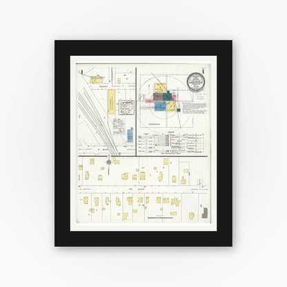 Old map wall art mockup — black gallery frame with white mat — Sanborn Fire Insurance Map from Andover, Ashtabula County, Ohio (1926) - Complete Map Set