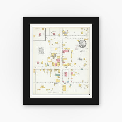 Old map wall art mockup — black gallery frame with white mat — Sanborn Fire Insurance Map from Hillsboro, Orange County, North Carolina (1900) - Complete Map Set