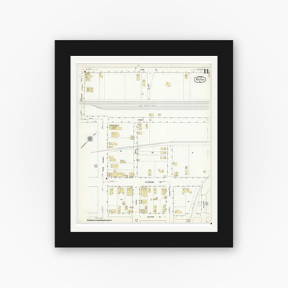 Old map wall art mockup — black gallery frame with white mat — Sanborn Fire Insurance Map from Winton, Lackawanna County, Pennsylvania (1912), Sheet #0011