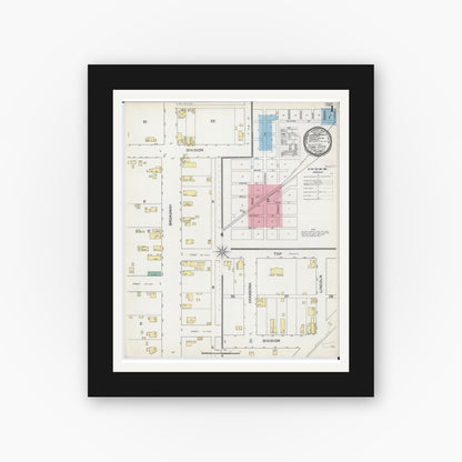 Old map wall art mockup — black gallery frame with white mat — Sanborn Fire Insurance Map from Coal City, Grundy County, Illinois (1892) - Complete Map Set
