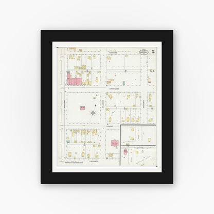 Old map wall art mockup — black gallery frame with white mat — Sanborn Fire Insurance Map from Greenup, Cumberland County, Illinois (1898), Sheet #0002