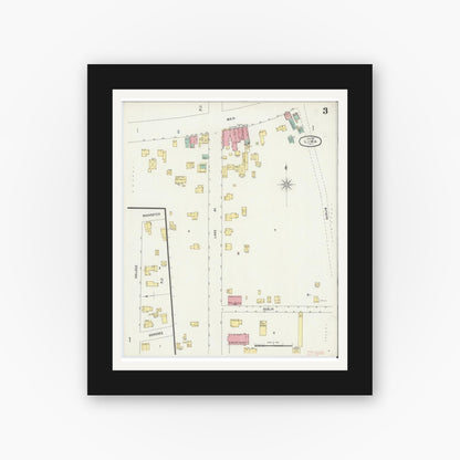 Old map wall art mockup — black gallery frame with white mat — Sanborn Fire Insurance Map from Lima, Livingston County, New York (1897), Sheet #0003