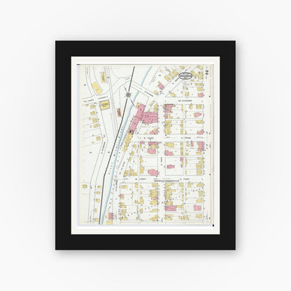 Old map wall art mockup — black gallery frame with white mat — Sanborn Fire Insurance Map from Miamisburg, Montgomery County, Ohio (1919), Sheet #0002