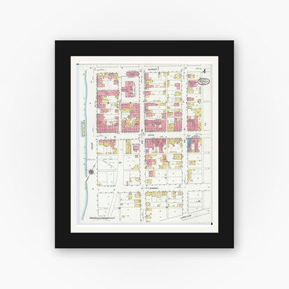 Old map wall art mockup — black gallery frame with white mat — Sanborn Fire Insurance Map from Ripley, Brown County, Ohio (1920), Sheet #0004