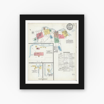 Old map wall art mockup — black gallery frame with white mat — Sanborn Fire Insurance Map from Southbridge, Worcester County, Massachusetts (1899) - Complete Map Set