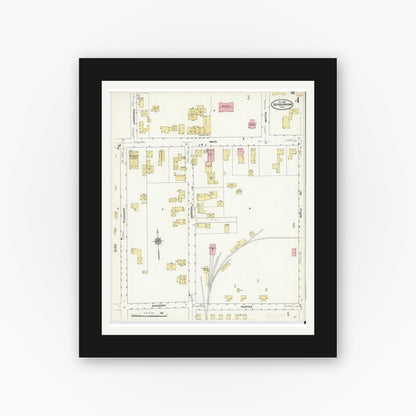 Old map wall art mockup — black gallery frame with white mat — Sanborn Fire Insurance Map from Ashburnham, Worcester County, Massachusetts (1909), Sheet #0004