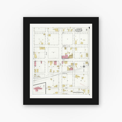 Old map wall art mockup — black gallery frame with white mat — Sanborn Fire Insurance Map from Lake Butler, Union County, Florida (1920), Sheet #0003