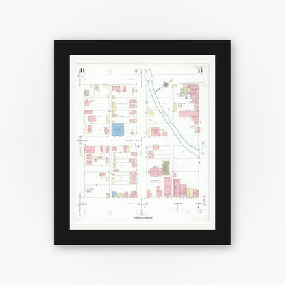Old map wall art mockup — black gallery frame with white mat — Sanborn Fire Insurance Map from Jefferson City, Cole County, Missouri (1939), Sheet #0011