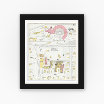 Old map wall art mockup — black gallery frame with white mat — Sanborn Fire Insurance Map from Battle Creek, Calhoun County, Michigan (1902), Sheet #0018