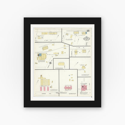 Old map wall art mockup — black gallery frame with white mat — Sanborn Fire Insurance Map from San Angelo, Tom Green County, Texas (1913), Sheet #0025