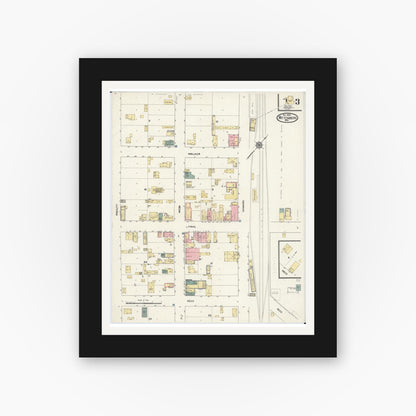 Old map wall art mockup — black gallery frame with white mat — Sanborn Fire Insurance Map from Wittenberg, Shawano County, Wisconsin (1909), Sheet #0003