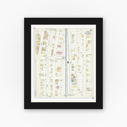 Old map wall art mockup — black gallery frame with white mat — Sanborn Fire Insurance Map from Alma, Buffalo County, Wisconsin (1910), Sheet #0003