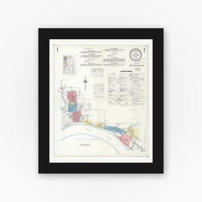 Old map wall art mockup — black gallery frame with white mat — Sanborn Fire Insurance Map from Cleves, Hamilton County, Ohio (1938) - Complete Map Set