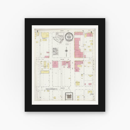 Old map wall art mockup — black gallery frame with white mat — Sanborn Fire Insurance Map from Donna, Hidalgo County, Texas (1925), Sheet #0001