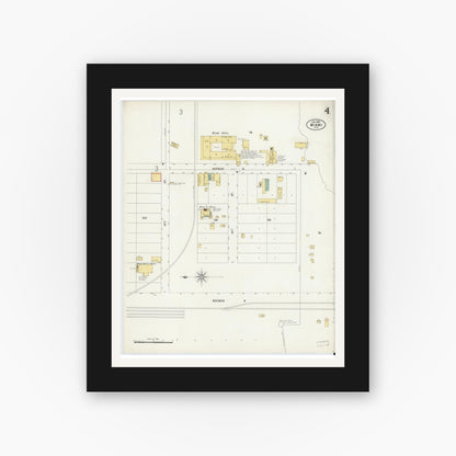 Old map wall art mockup — black gallery frame with white mat — Sanborn Fire Insurance Map from Miami, Dade County, Florida (1899), Sheet #0004