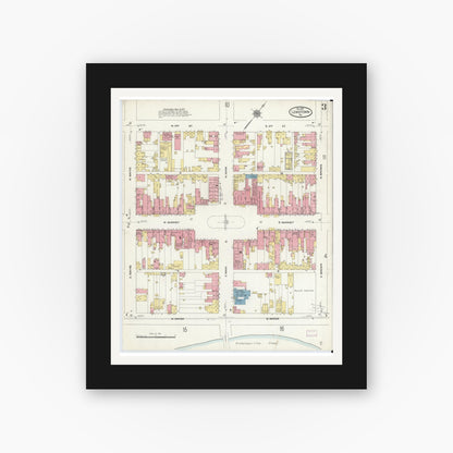 Old map wall art mockup — black gallery frame with white mat — Sanborn Fire Insurance Map from Lewistown, Mifflin County, Pennsylvania (1910), Sheet #0003