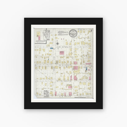 Old map wall art mockup — black gallery frame with white mat — Sanborn Fire Insurance Map from Brookport, Massac County, Illinois (1921), Sheet #0001