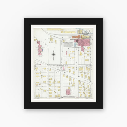 Old map wall art mockup — black gallery frame with white mat — Sanborn Fire Insurance Map from Manitowoc, Manitowoc County, Wisconsin (1919), Sheet #0009