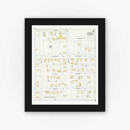 Old map wall art mockup — black gallery frame with white mat — Sanborn Fire Insurance Map from Charlevoix, Charlevoix County, Michigan (1901), Sheet #0005