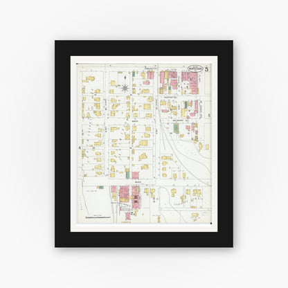 Old map wall art mockup — black gallery frame with white mat — Sanborn Fire Insurance Map from Murphysboro, Jackson County, Illinois (1902), Sheet #0005