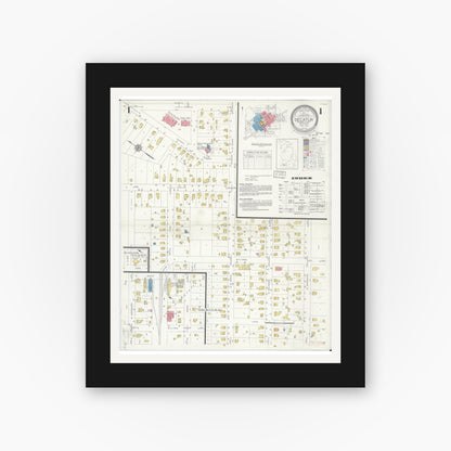 Old map wall art mockup — black gallery frame with white mat — Sanborn Fire Insurance Map from Decatur, Van Buren County, Michigan (1933) - Complete Map Set