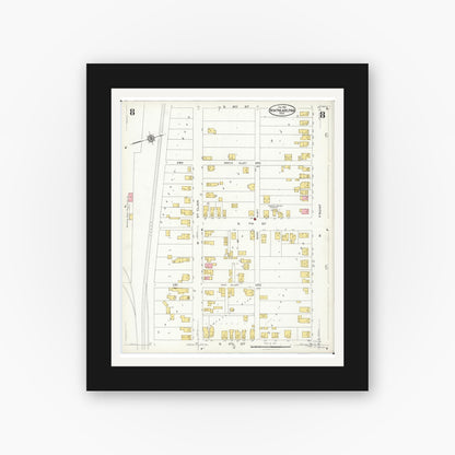 Old map wall art mockup — black gallery frame with white mat — Sanborn Fire Insurance Map from New Philadelphia, Tuscarawas County, Ohio (1926), Sheet #0008