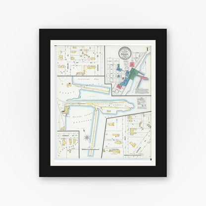 Old map wall art mockup — black gallery frame with white mat — Sanborn Fire Insurance Map from Baraga, Baraga County, Michigan (1902) - Complete Map Set
