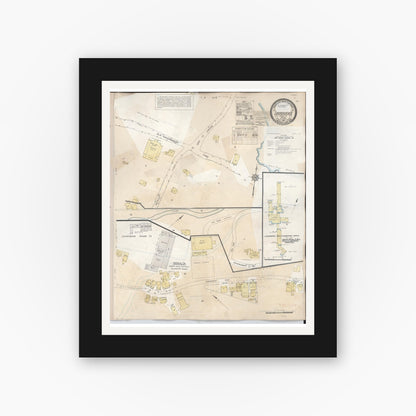 Old map wall art mockup — black gallery frame with white mat — Sanborn Fire Insurance Map from Laupahoehoe, Hawaii County, Hawaii (1956), Sheet #0001