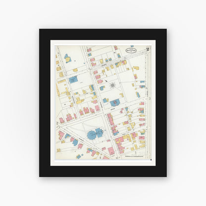 Old map wall art mockup — black gallery frame with white mat — Sanborn Fire Insurance Map from Doylestown, Bucks County, Pennsylvania (1904), Sheet #0002