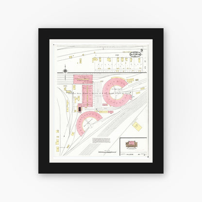 Old map wall art mockup — black gallery frame with white mat — Sanborn Fire Insurance Map from Valley Junction, Polk County, Iowa (1920), Sheet #0009