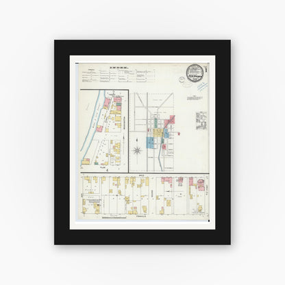 Old map wall art mockup — black gallery frame with white mat — Sanborn Fire Insurance Map from New Bremen, Auglaize County, Ohio (1899) - Complete Map Set