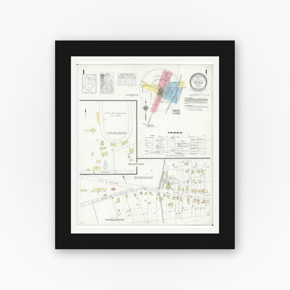 Old map wall art mockup — black gallery frame with white mat — Sanborn Fire Insurance Map from Attica, Seneca County, Ohio (1938) - Complete Map Set